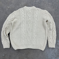 1980’s Cream Fisherman Cable Knit Aran Sweater XL