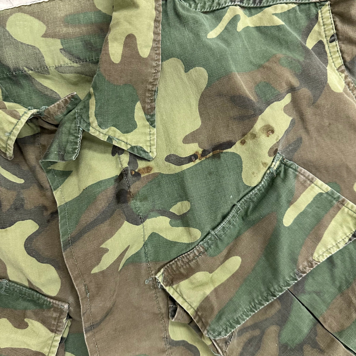 1960’s Vietnam War Poplin ERDL Camo Jungle Jacket Medium Long