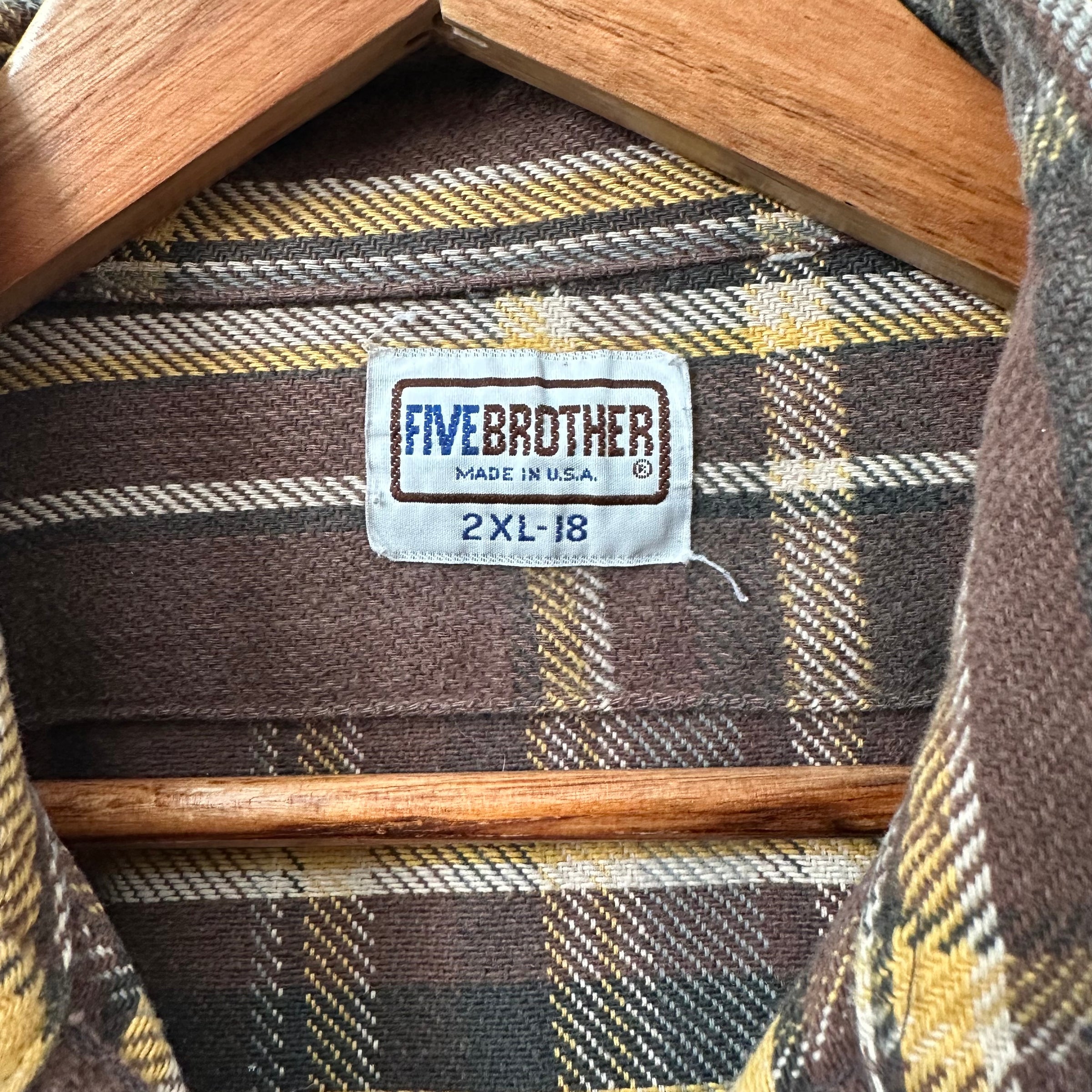 1970’s/80’s Five Brother Woven Cotton Plaid Flannel Shirt XXL