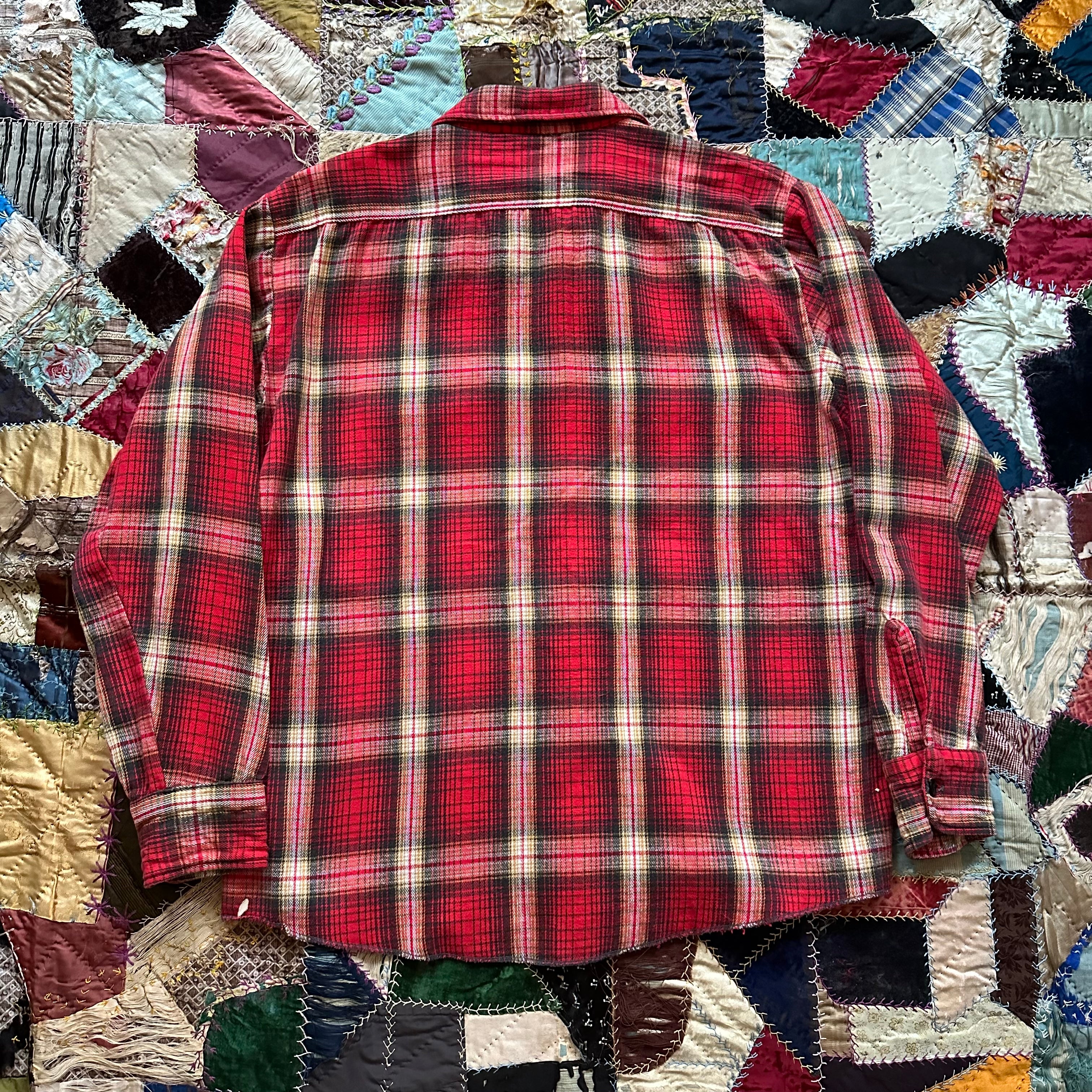 1950's Washington Dee Cee Plaid Cotton Flannel Shirt 23.5
