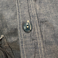 1940’s Stenciled WWII USN Chambray Shirt Large 22.5” Chest