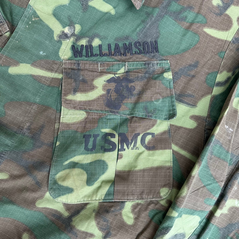 1960’s ERDL Camo Jungle Jacket Named to Marine Colonel Medium Long