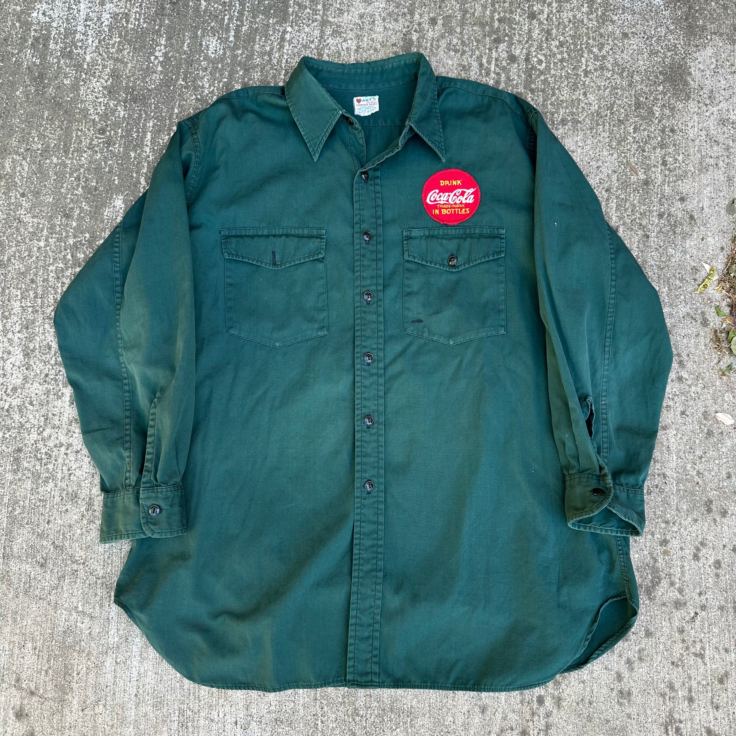 1950’s Coca Cola Employee Green Work Shirt Large