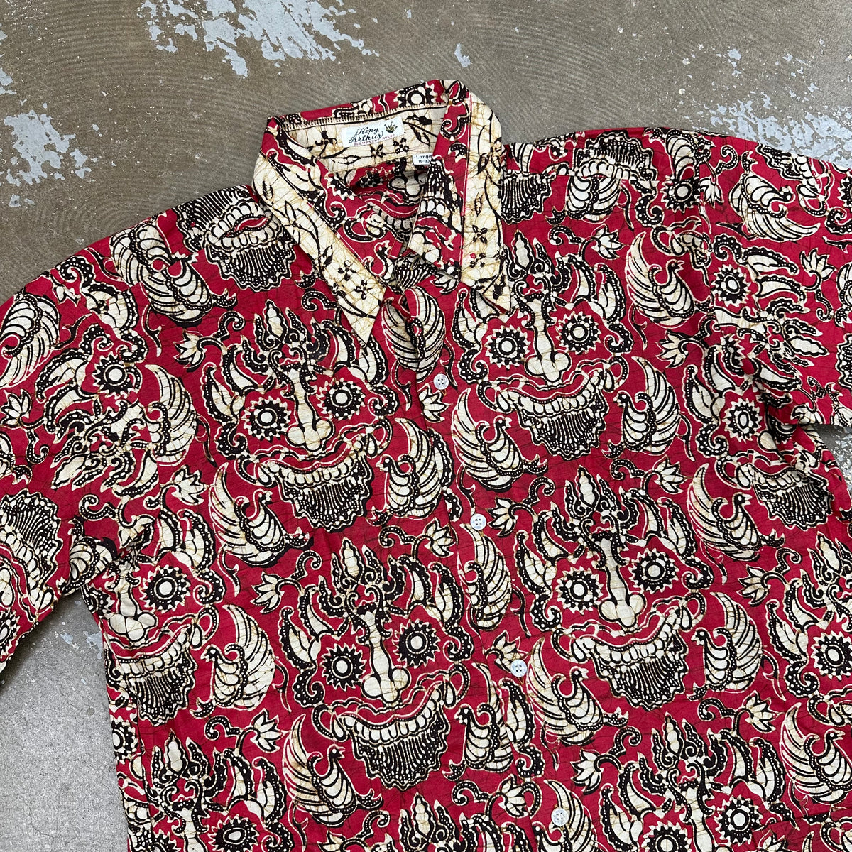 1960’s/70’s Barong Mask Print Cabana Style Shirt M/L