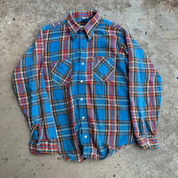 1970’s Big Mac Blue Plaid Flannel Shirt Large