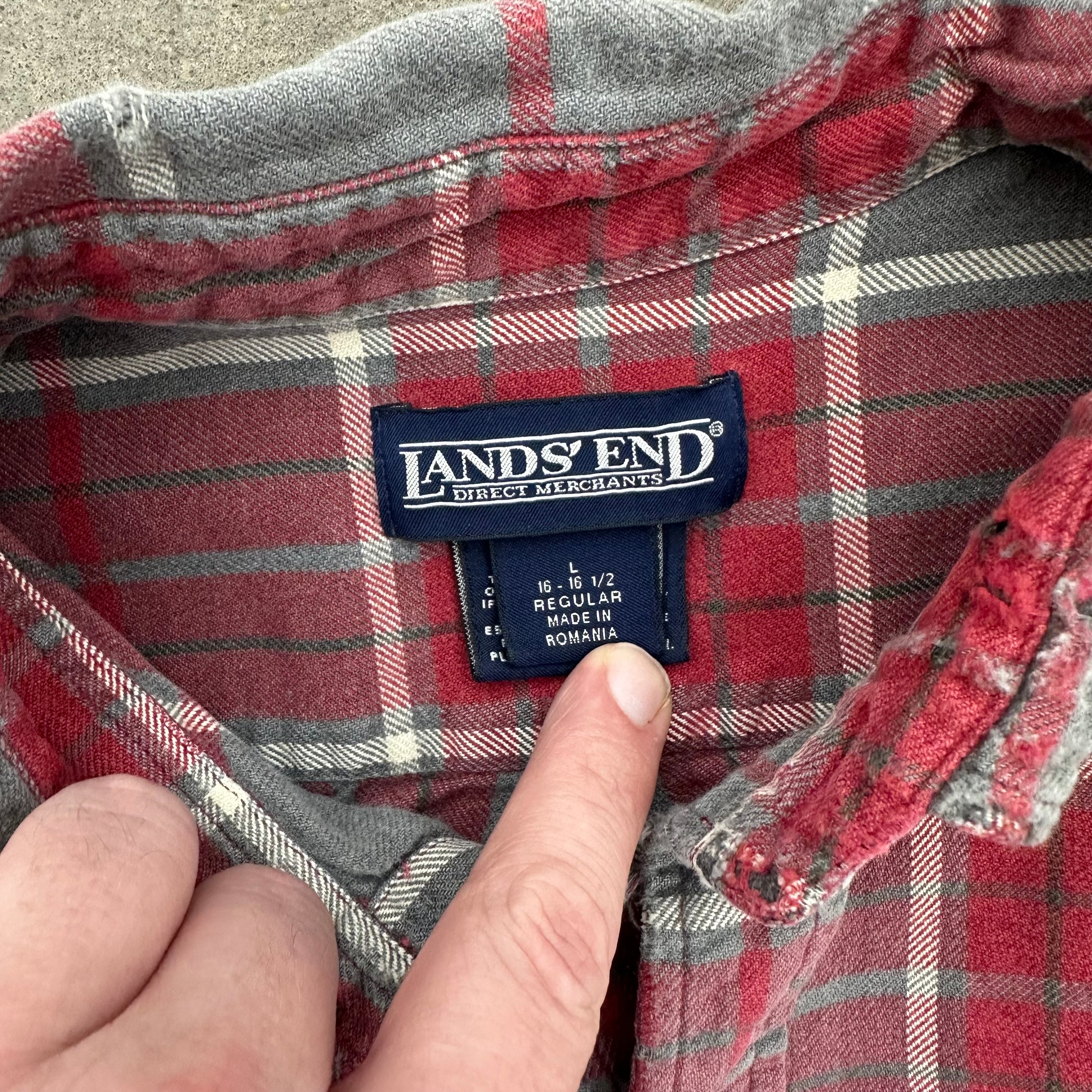1990’s Land’s End Plaid Cotton Shirt Large