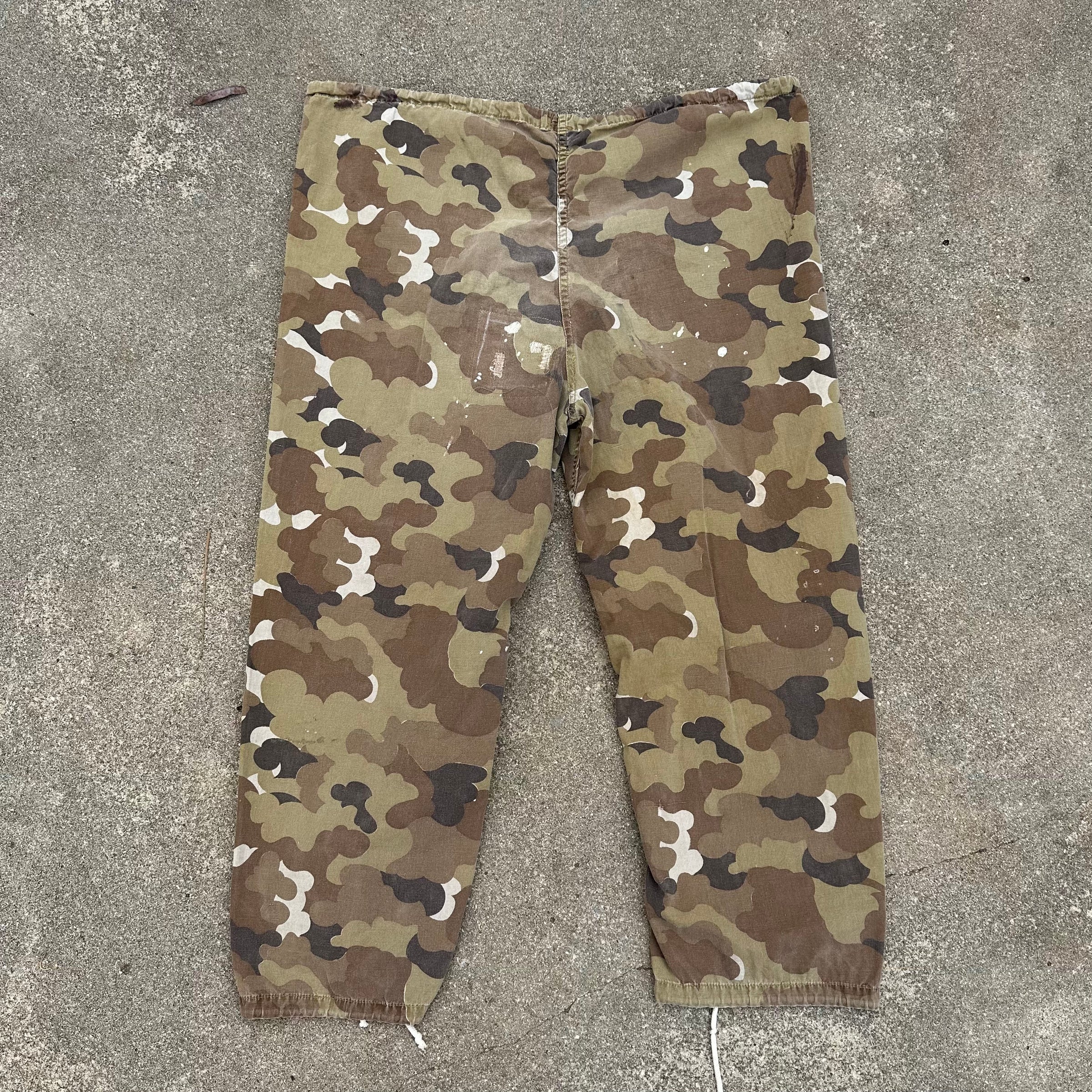 1960’s/70’s Vietnam War ARVN Police Cloud Camo Cotton Shell Pants 28” - 39” Waist