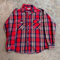 1980’s Five Brothers Plaid Cotton Flannel Shirt Large