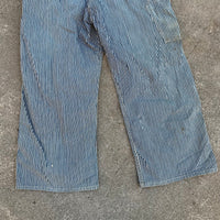 1940’s Thrashed Round House Hickory Stripe Overalls 34” Waist
