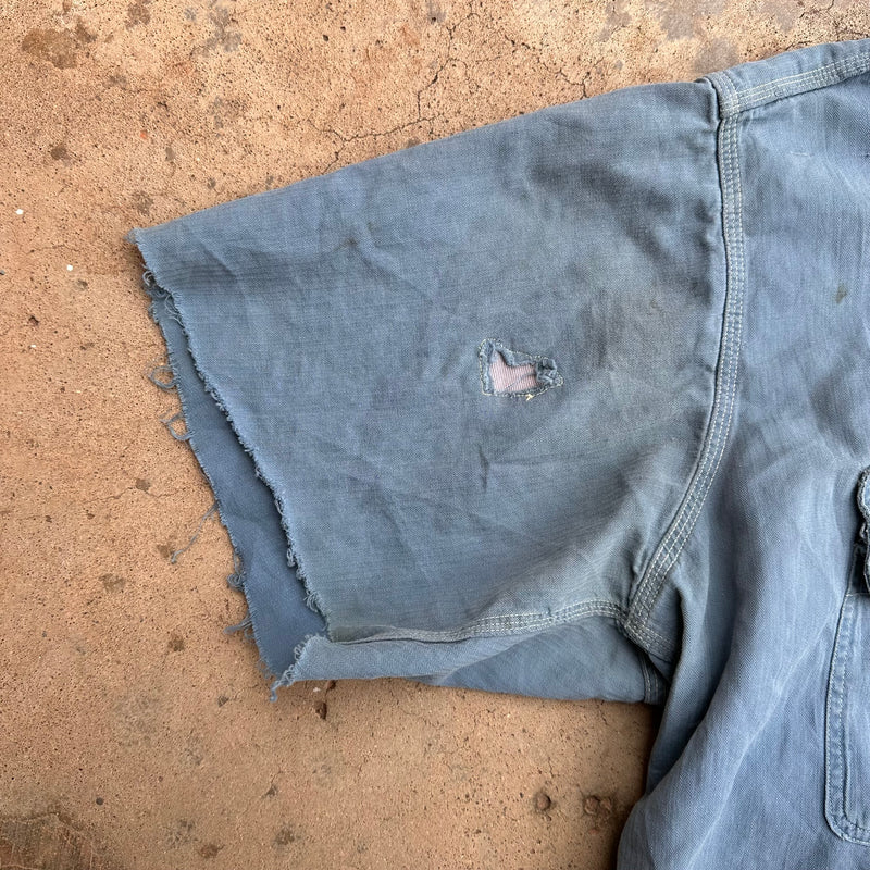 1940’s Roomy Richard Blue HBT Work Shirt Large