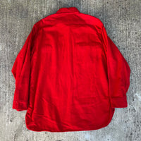 1950’s Penney’s Red Chamois Cotton Flannel Shirt Large
