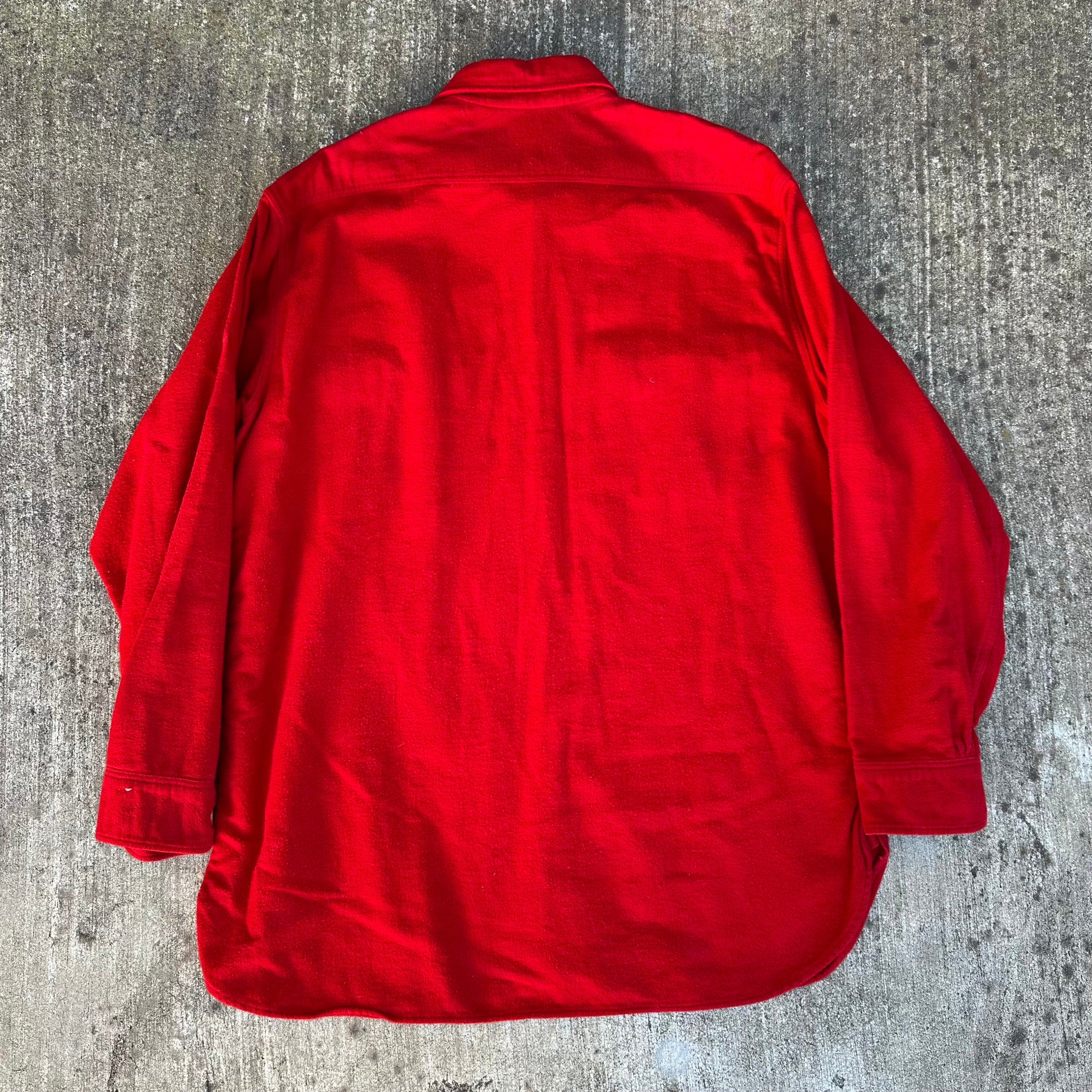 1950’s Penney’s Red Chamois Cotton Flannel Shirt Large