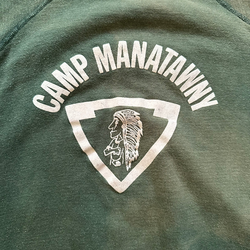 1960’s Camp Manatawny Flock Print Crewneck Sweatshirt 23" Chest