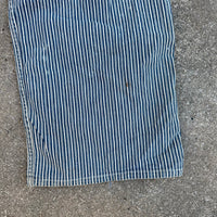 1940’s Thrashed Round House Hickory Stripe Overalls 34” Waist