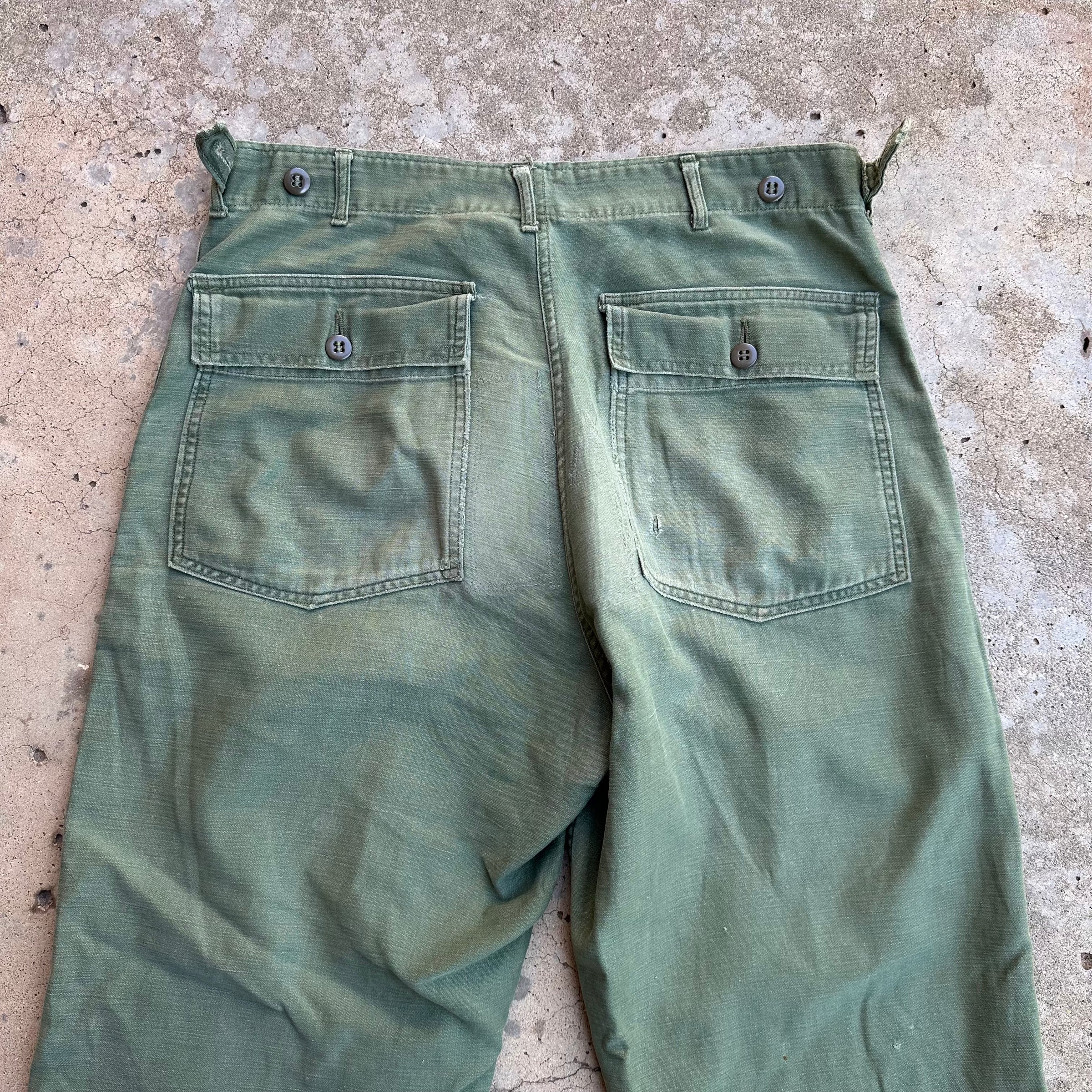 1960’s Vietnam War Repaired OG-107 Fatigue Pants Medium