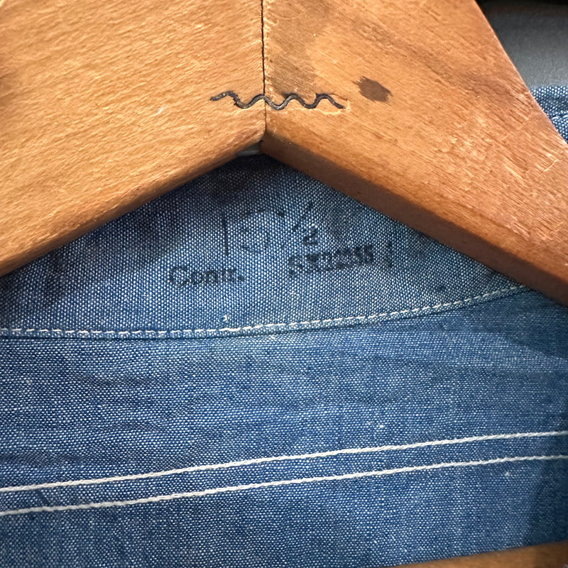 1940’s Stenciled WWII USN Chambray Shirt Large 22.5” Chest