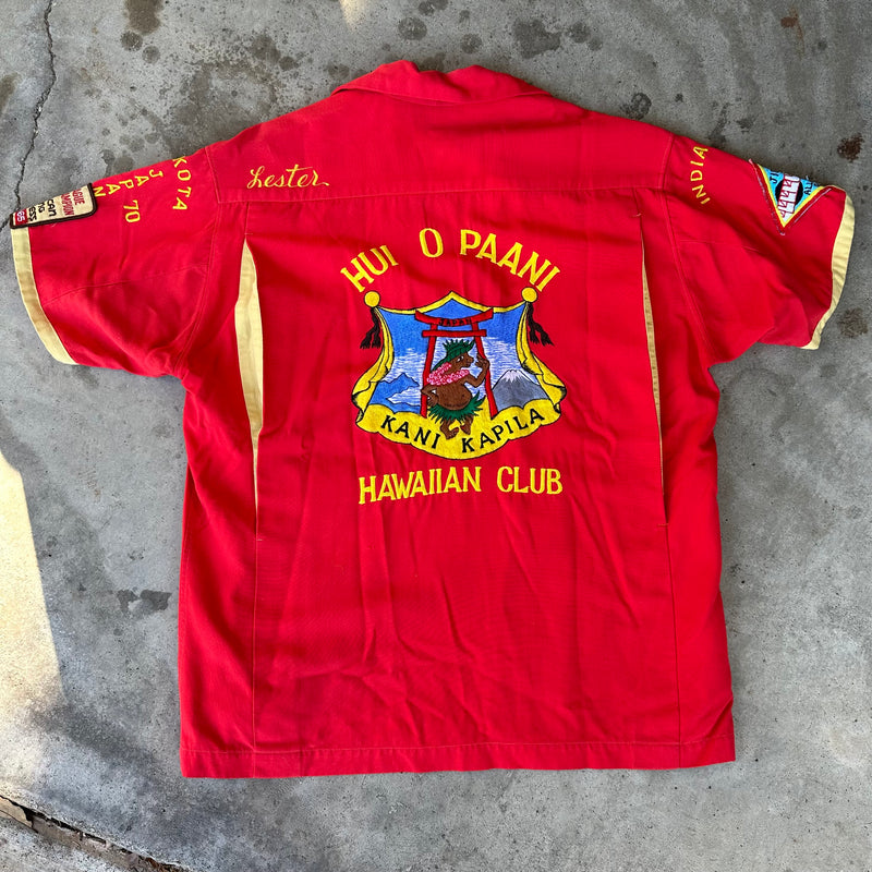 1970’s USAF Yokota Air Base Hawaiian Club Military Souvenir Bowling Shirt Large