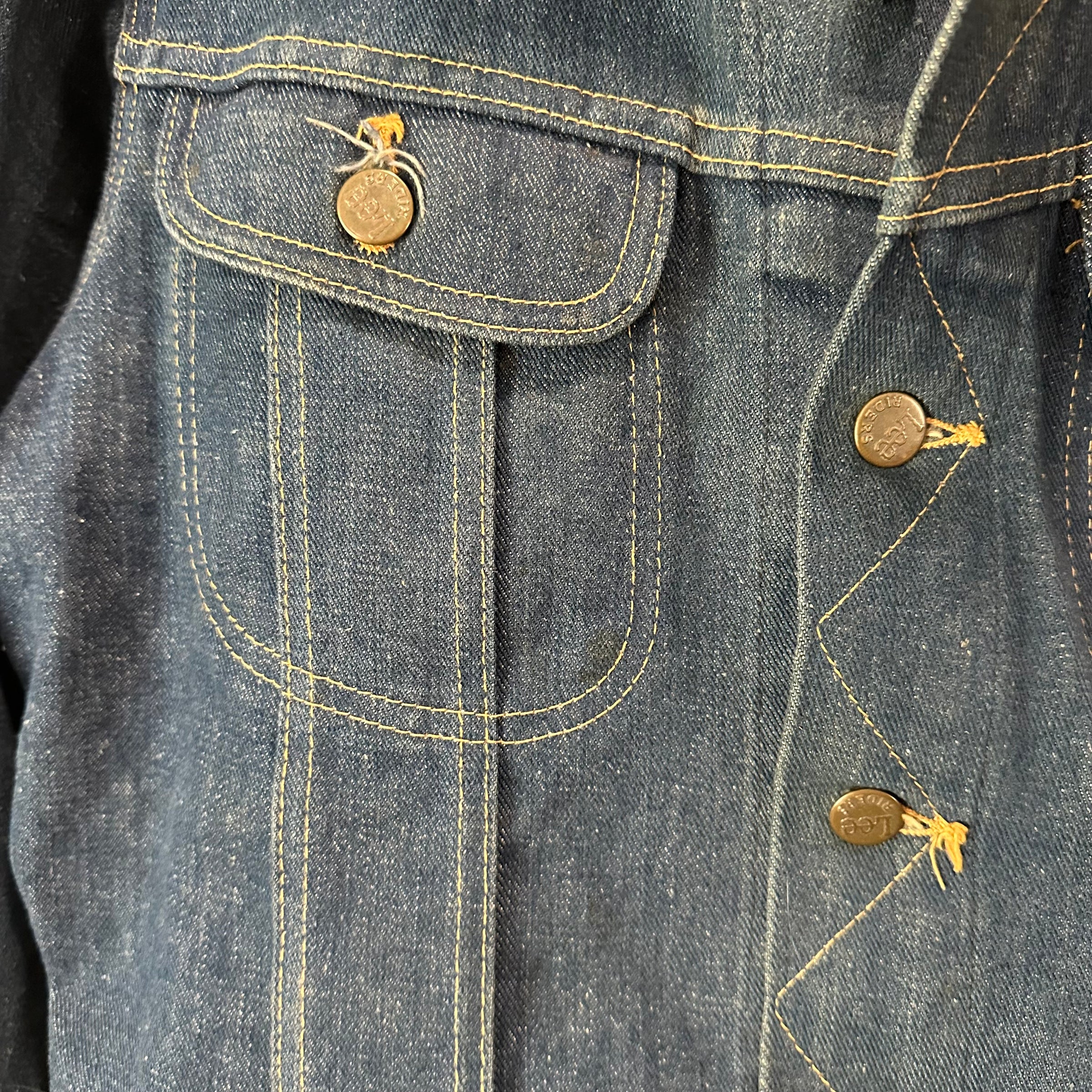 1970’s Deadstock/Mint Lee 101J Denim Jacket With Harley Davidson Patches
