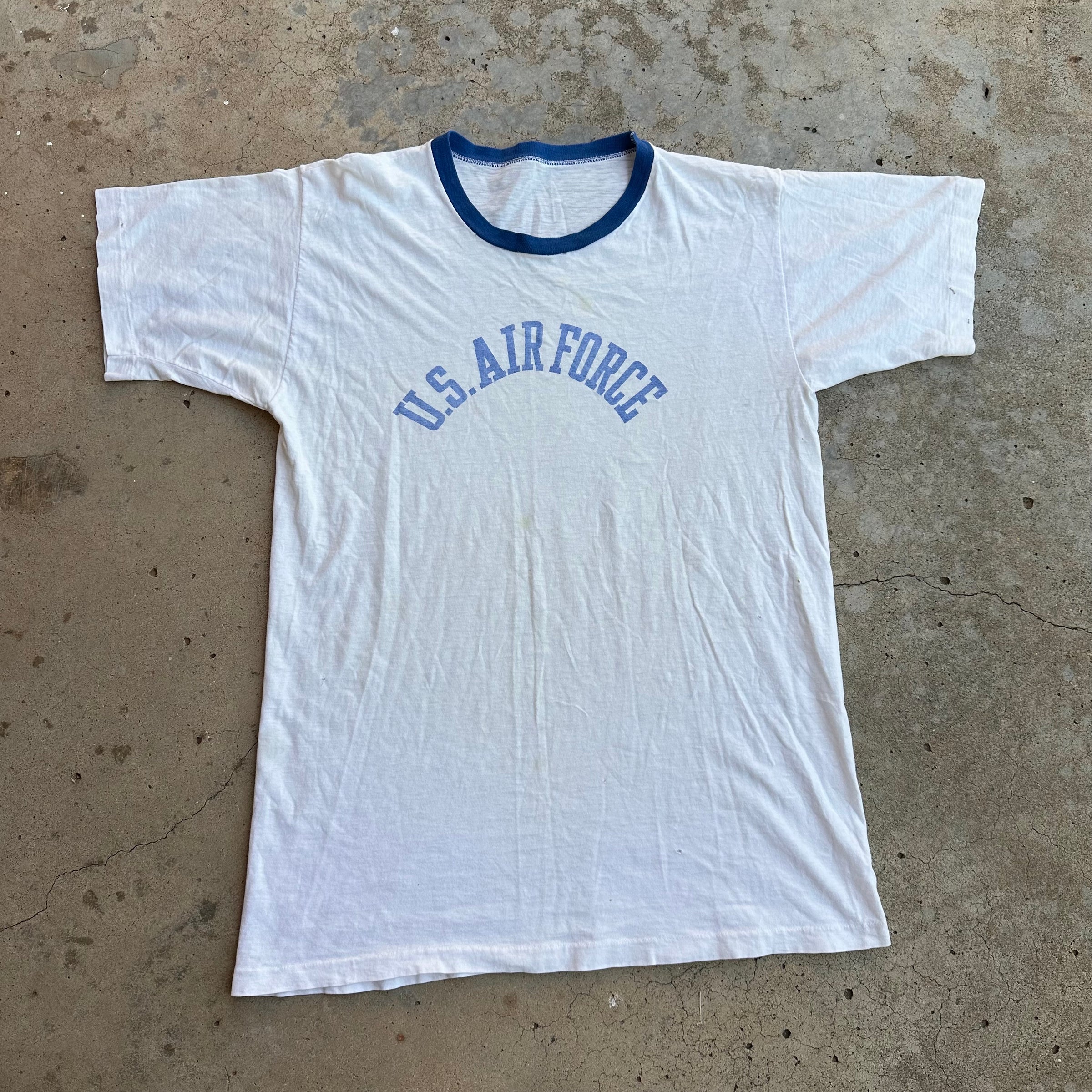1970’s/80’s USAF Water Print Ringer T-Shirt Medium