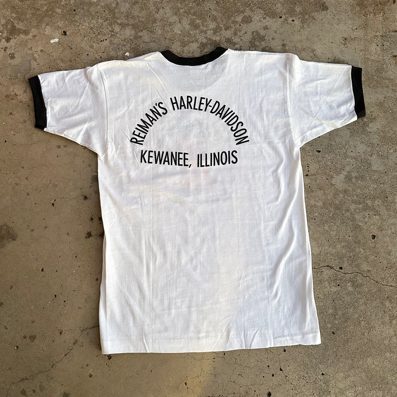 1970’s Deadstock Champion Blue Bar Harley Davidson Ringer T-Shirt Large