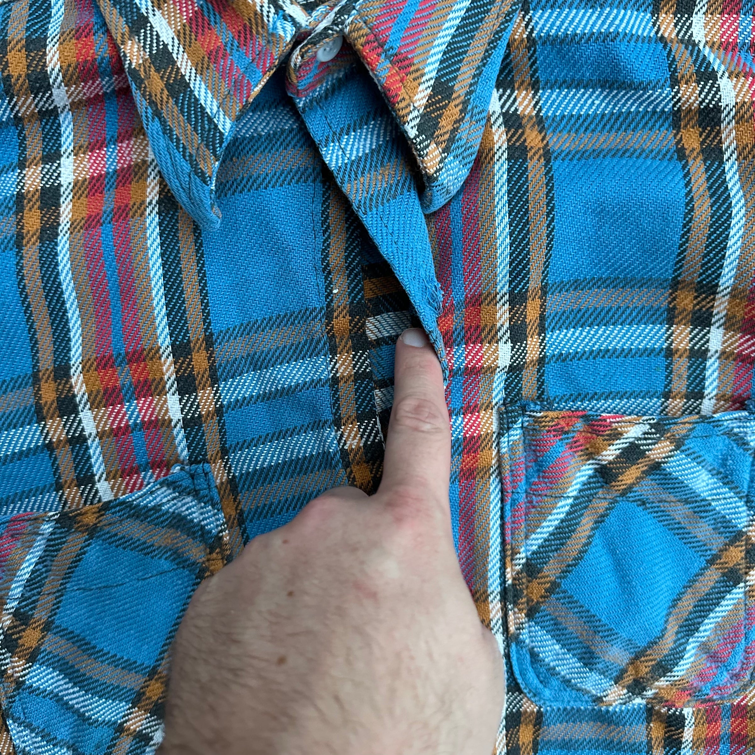 1970’s Big Mac Blue Plaid Flannel Shirt Large
