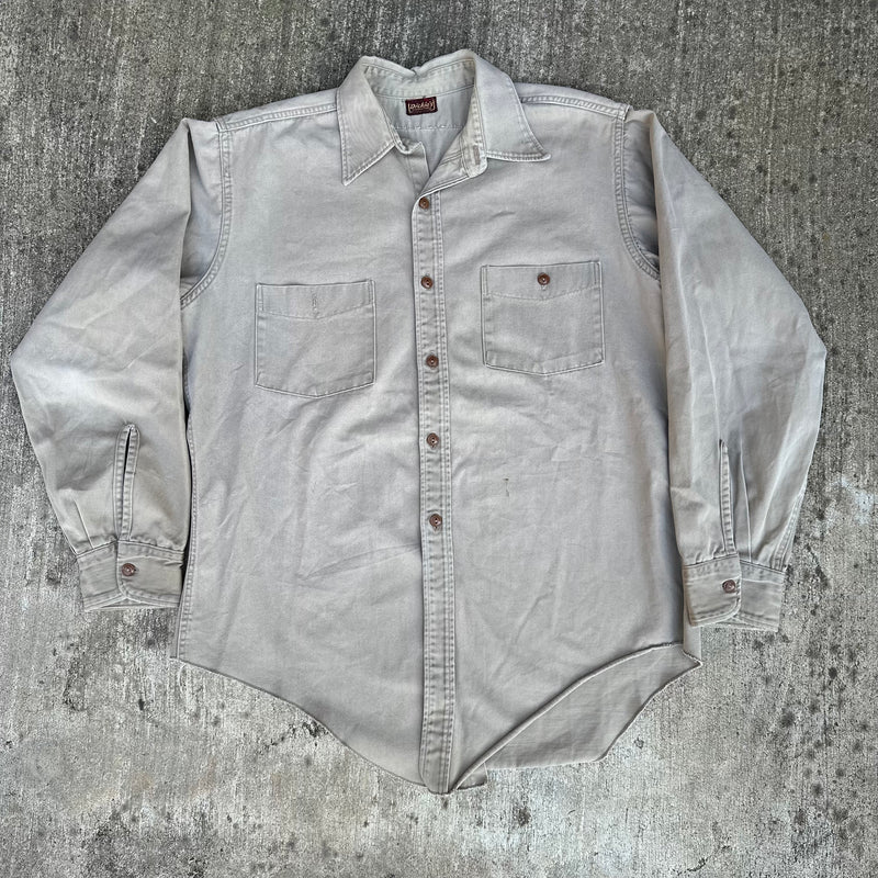 1940’s Dickies Khaki Cotton Work Shirt Large