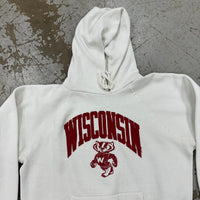 1980’s Wisconsin Badger Raglan Hooded Sweatshirt Medium