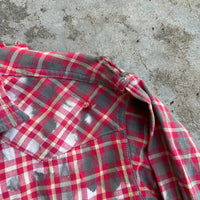 1950’s Thrashed Blue Bell Wrangler Cotton Flannel Shirt Large