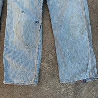 1950’s Thrashed Anthony’s Buckhide Hickory Stripe Overalls 38” Waist