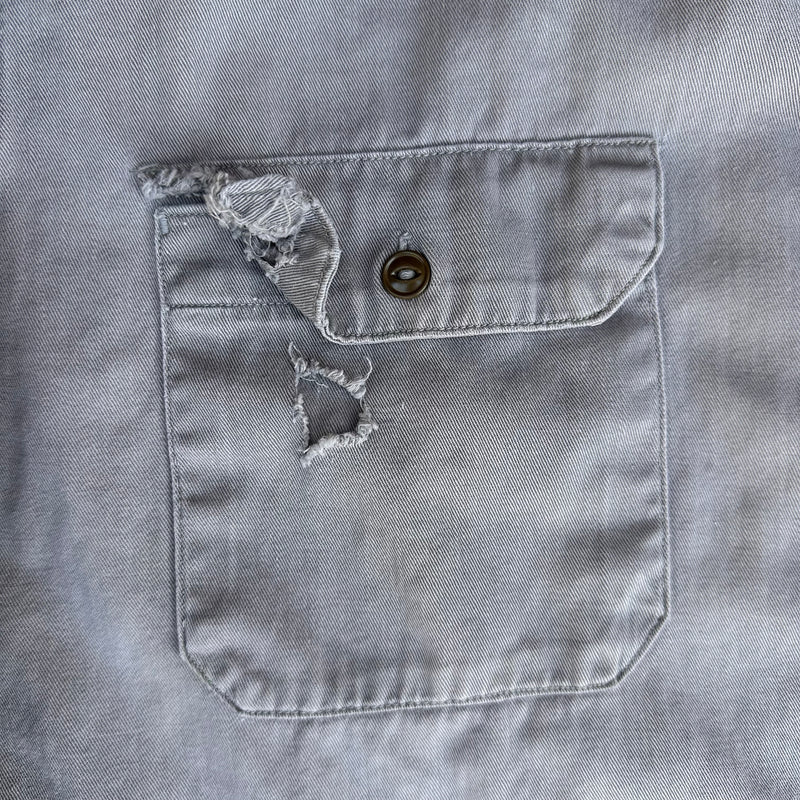 1940’s Anthony’s Buckhide Grey Cotton Work Shirt Large 24” Chest