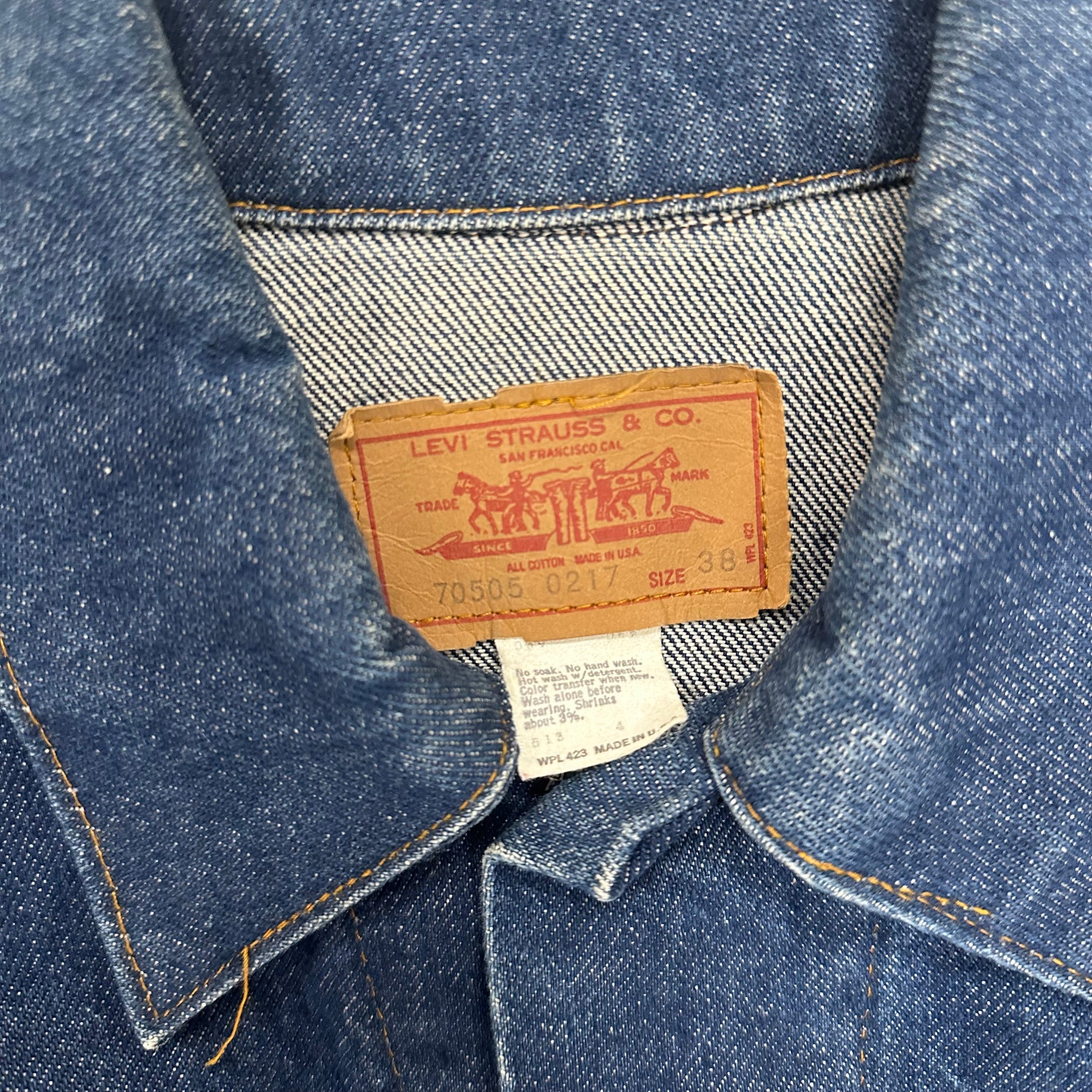 1970’s Levi’s Type 3 70505 Denim Jacket Size 38