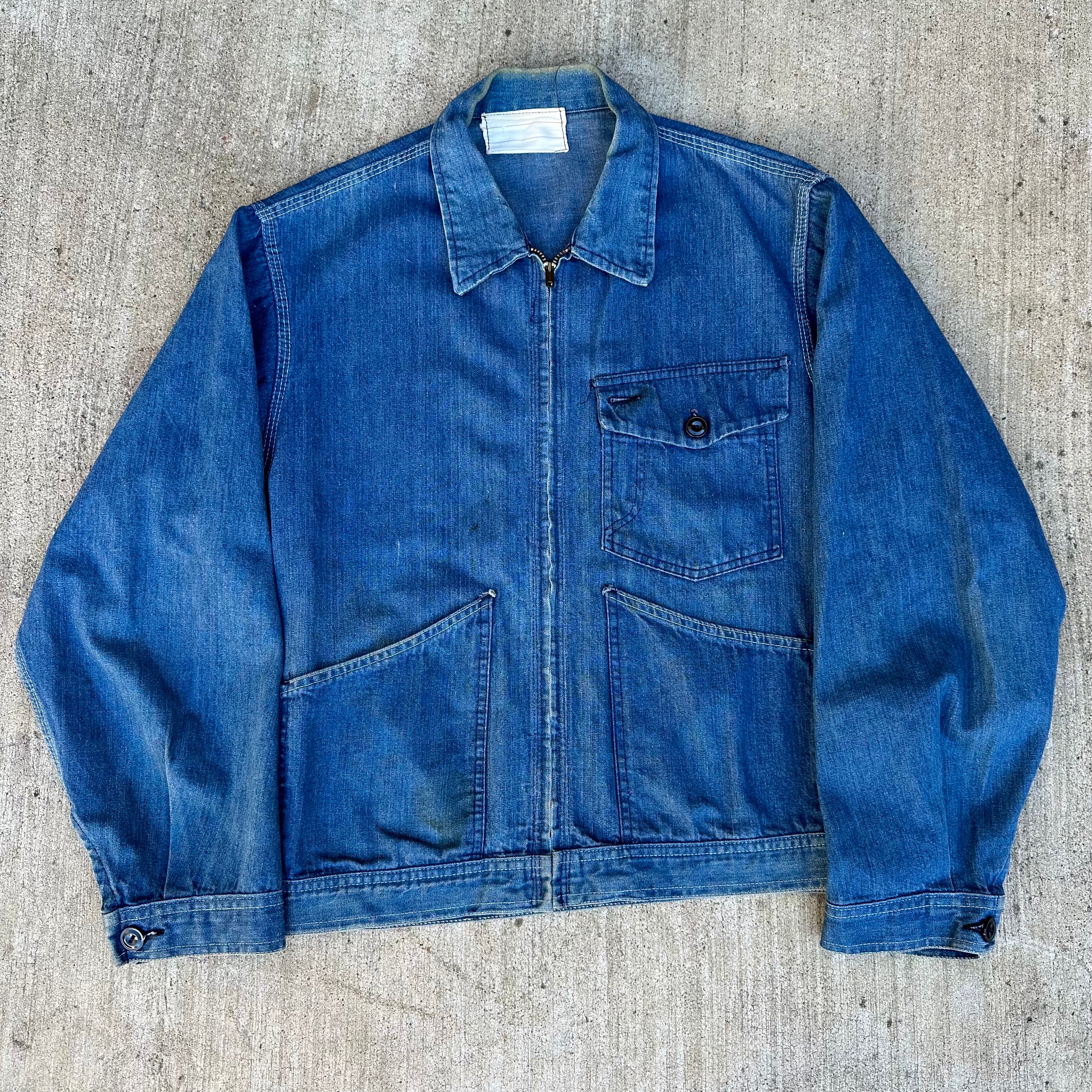 ドスペ 50s vintage denim jacket work jacket Vintage 1950s Denim jacket work wear zip union made