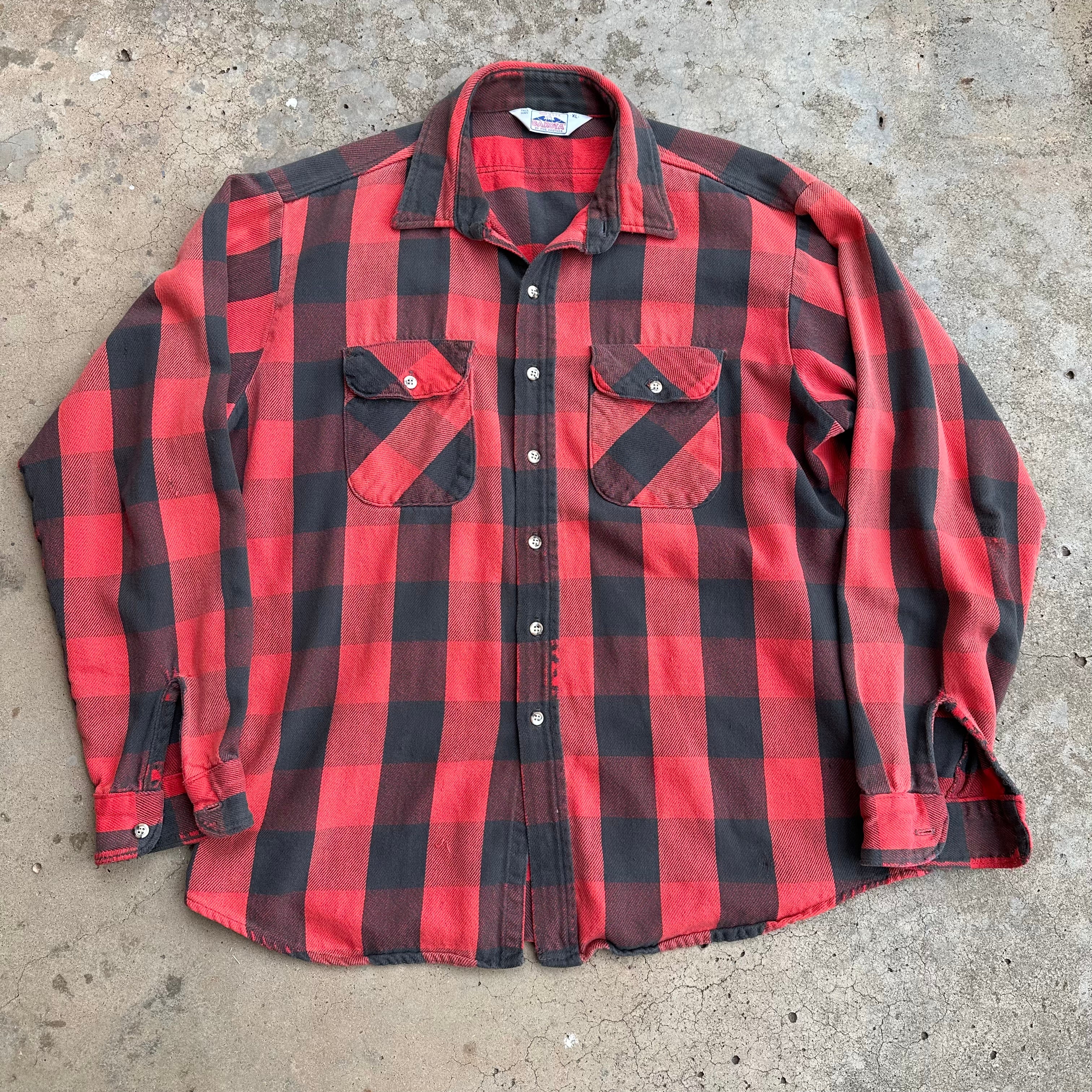 1980's Dakota Five Brother Buffalo Plaid Cotton Flannel Shirt XL