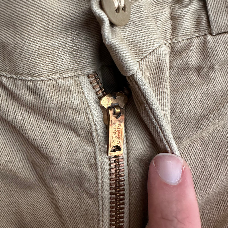 1950’s Reeves Army Twill Cotton Khaki Work Pants 29” Waist