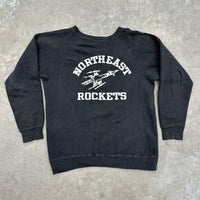 1960’s Northeast Rockets Flock Print Black Crewneck Sweatshirt Small