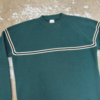 1980’s Hong Kong Made Green Striped Wool Sweater Medium