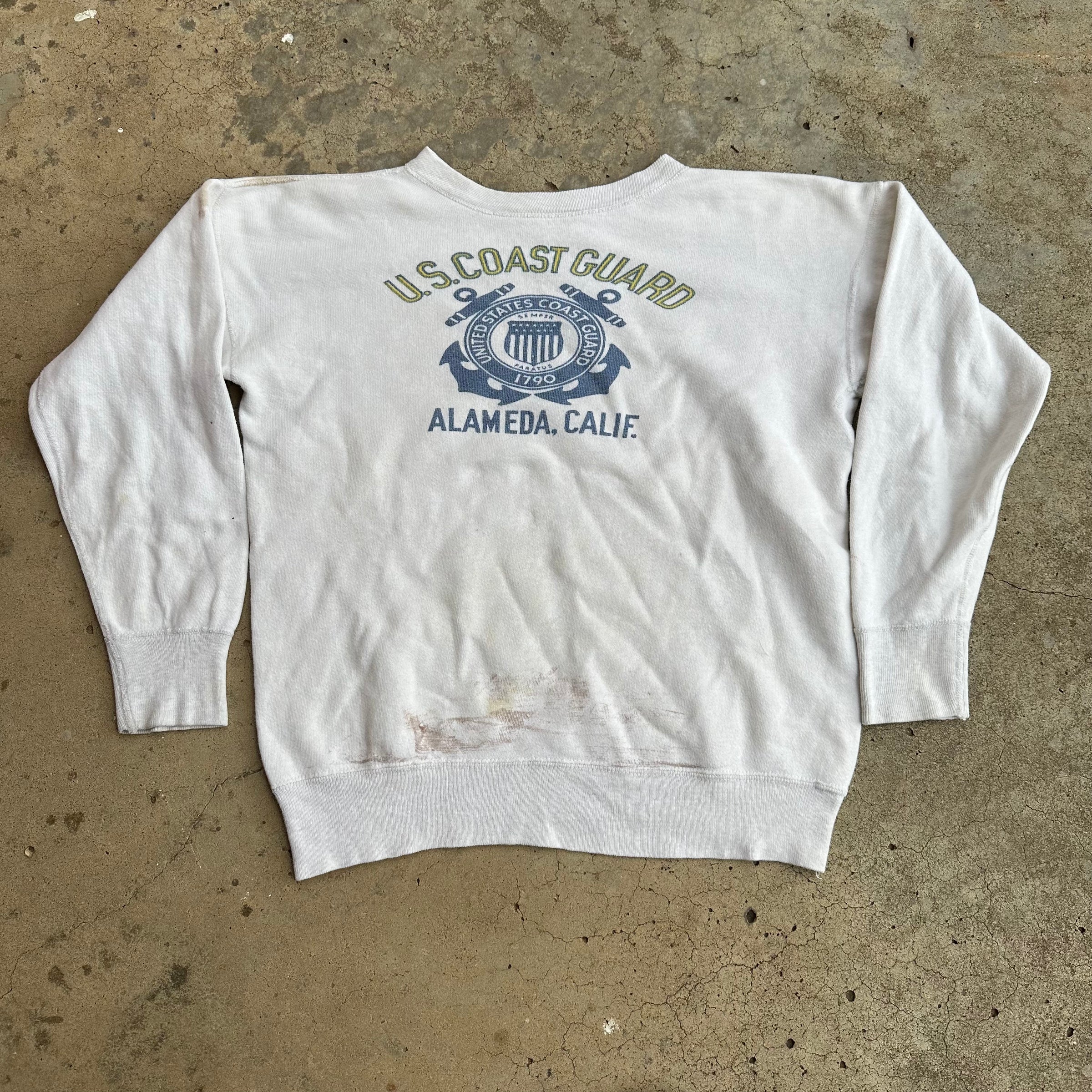 1950’s US Coast Guard Water Print Crewneck Sweatshirt 22” Chest