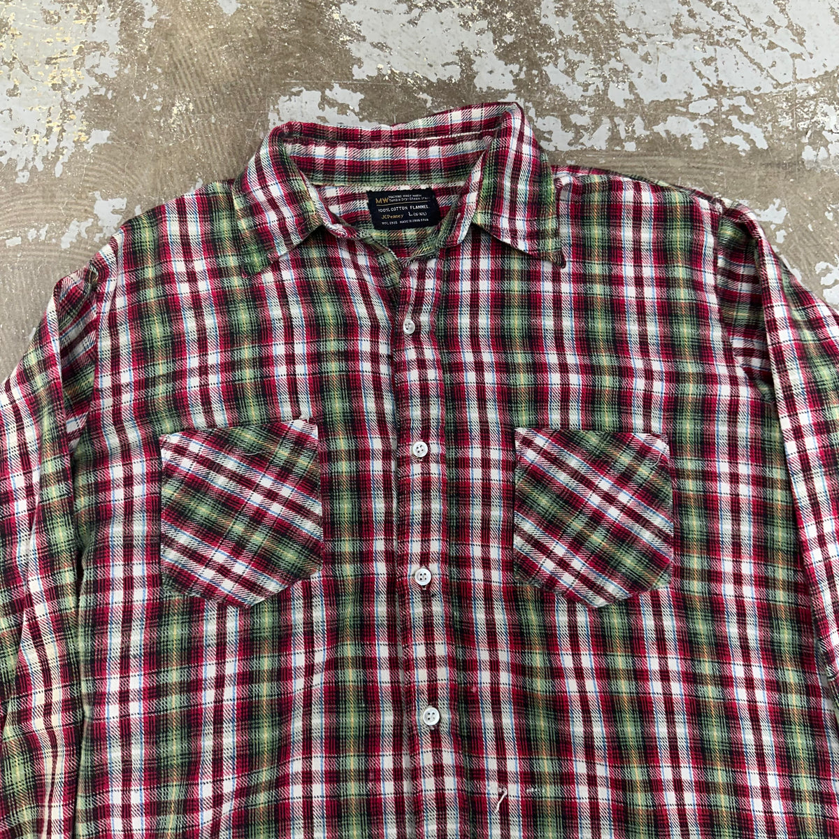1970’s JC Penney’s Plaid Cotton Flannel Shirt Large