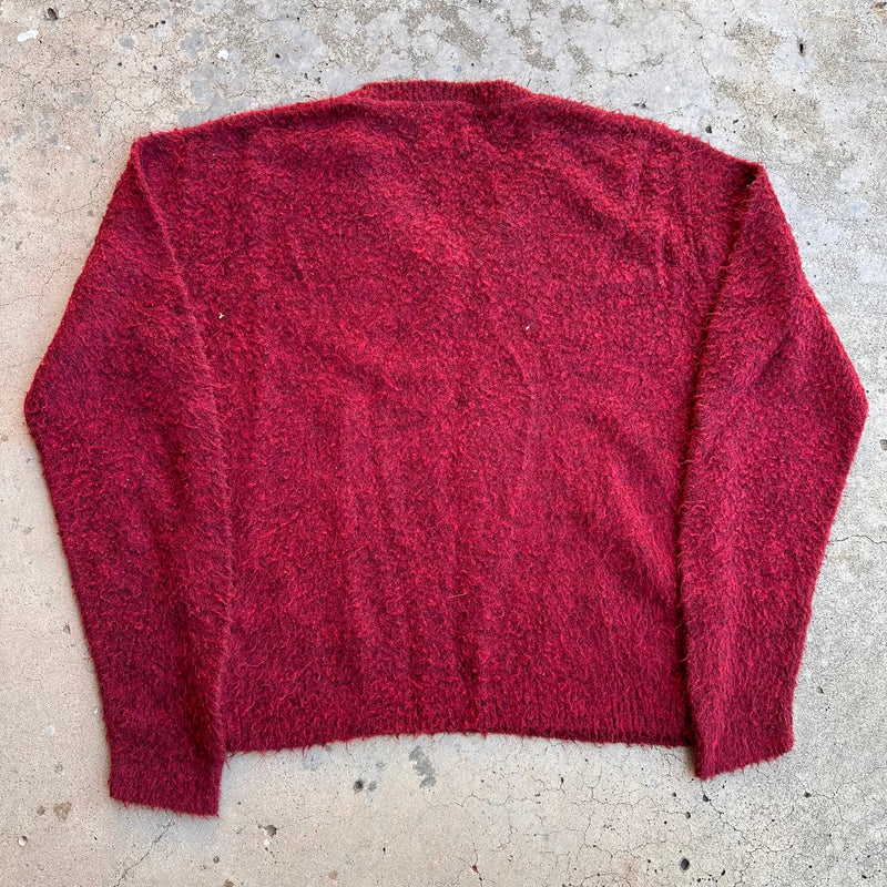 1960’s Donmoor Burgundy Shaggy V-Neck Sweater Small