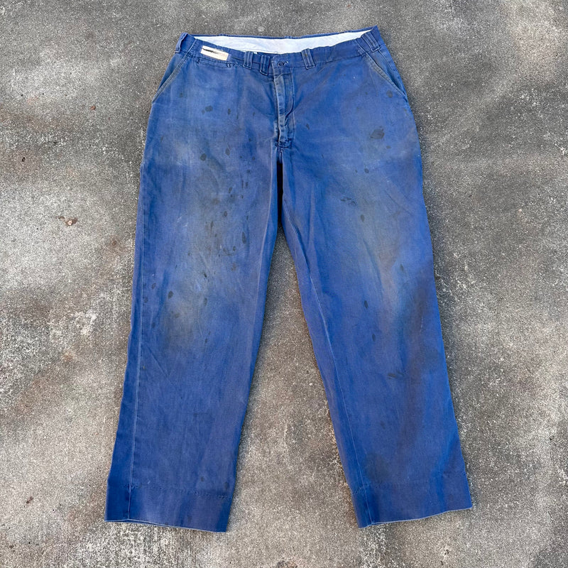 1950’s/60’s Blue Cotton Work Pants 36” x 29”