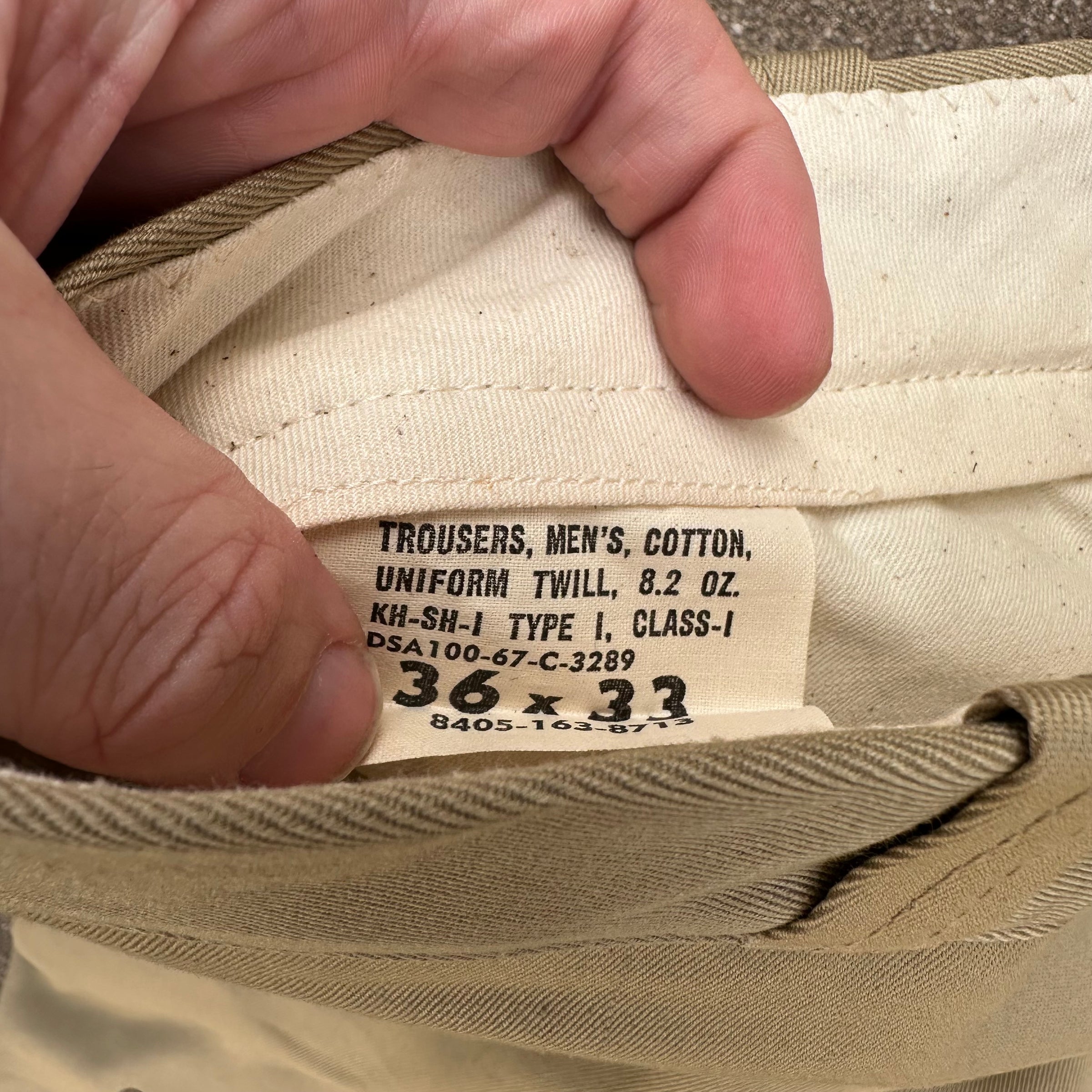 1960’s Vietnam War Deadstock US Army Khaki Cotton Pants 34” Waist