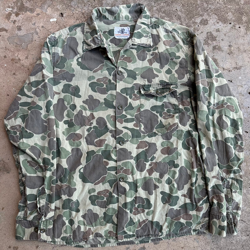 1960’s Black Sheep Hunting Camo Loop Collar Shirt Large