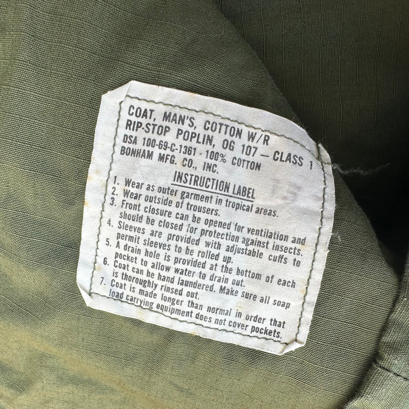 1960’s Deadstock/Mint Vietnam War Ripstop Jungle Jacket Large Long