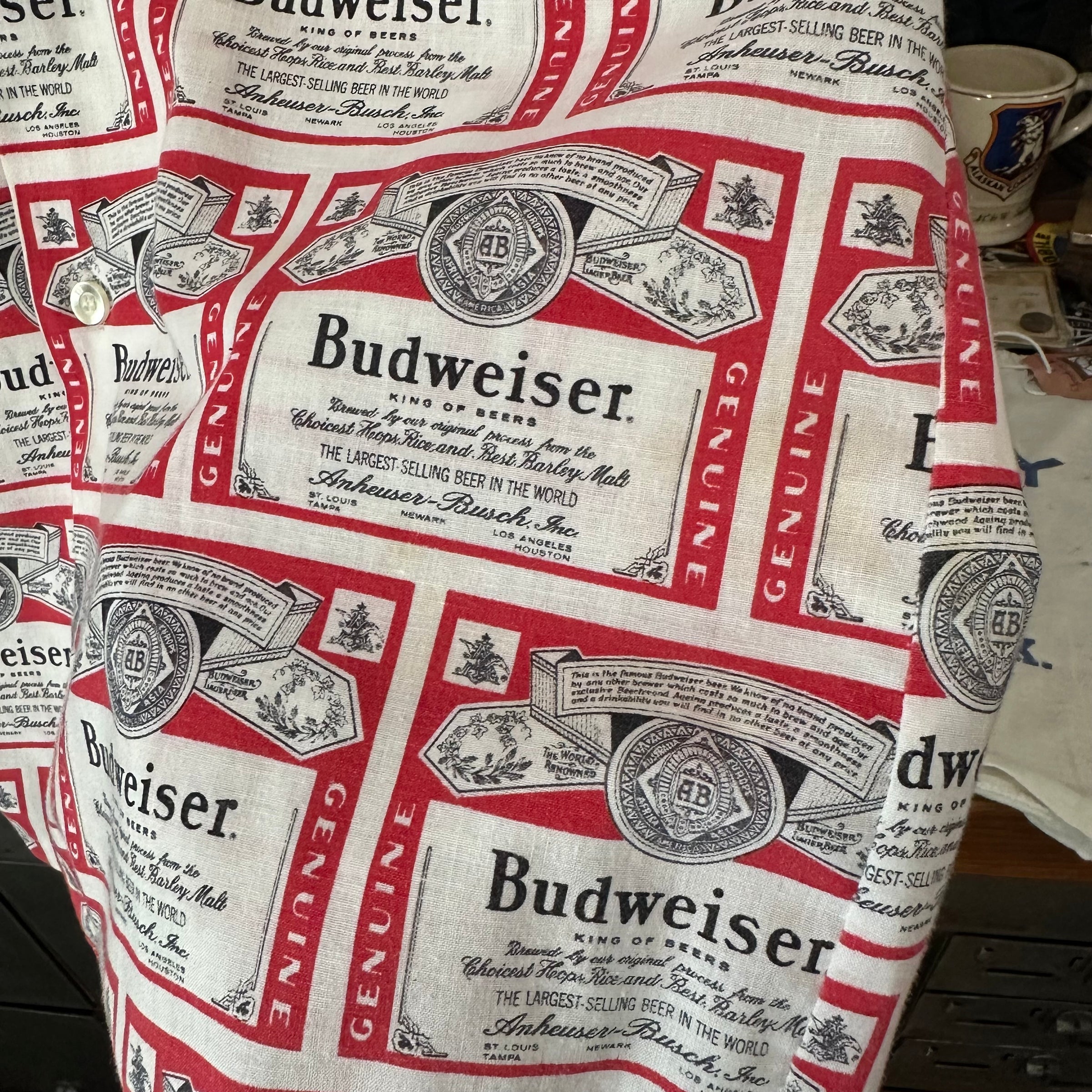 1960’s/70’s Budweiser All Over Print Loop Collar Short Sleeve Shirt
