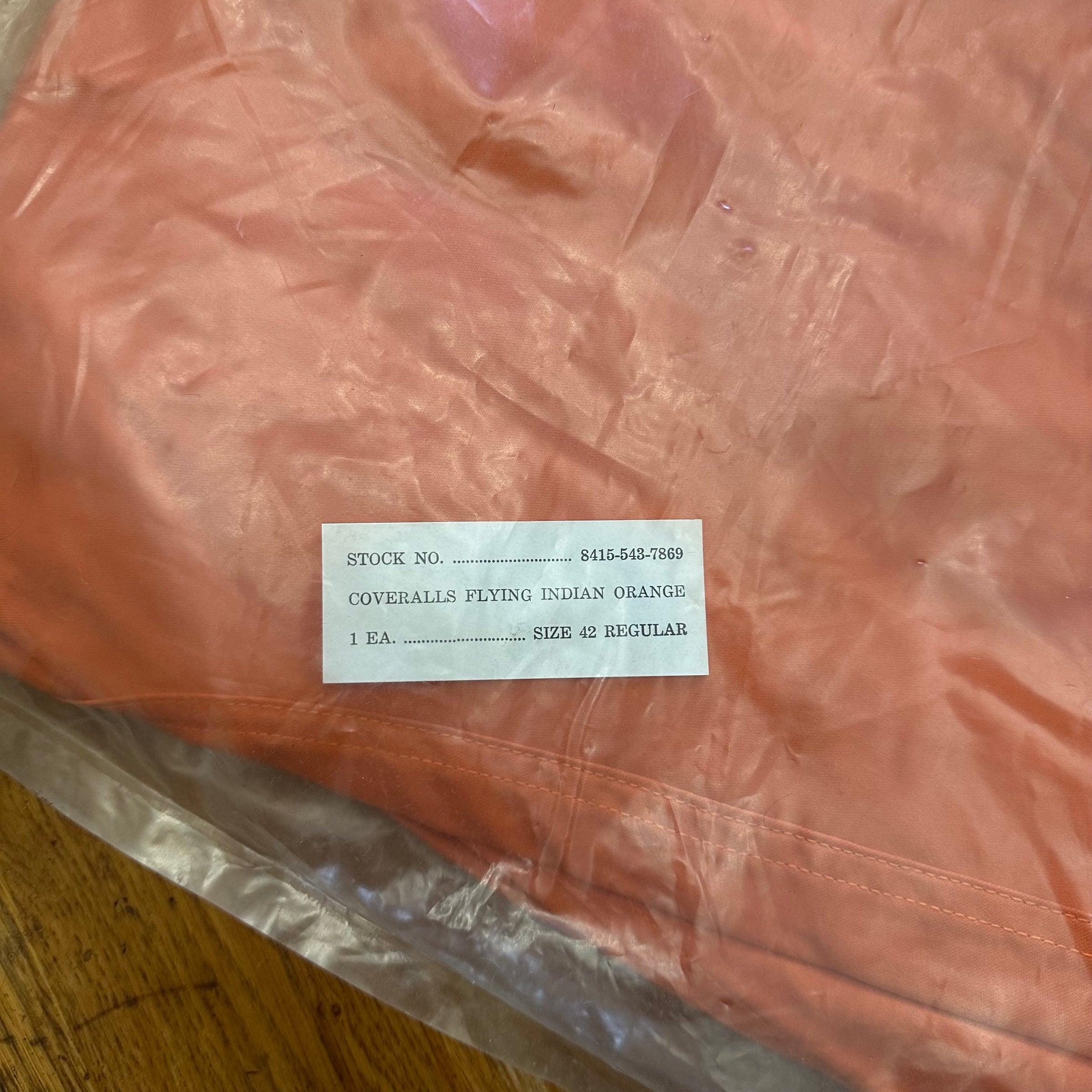1950’s/60’s Deadstock Indian Orange K-2B Very Light Flight Suit Size 42 Regular