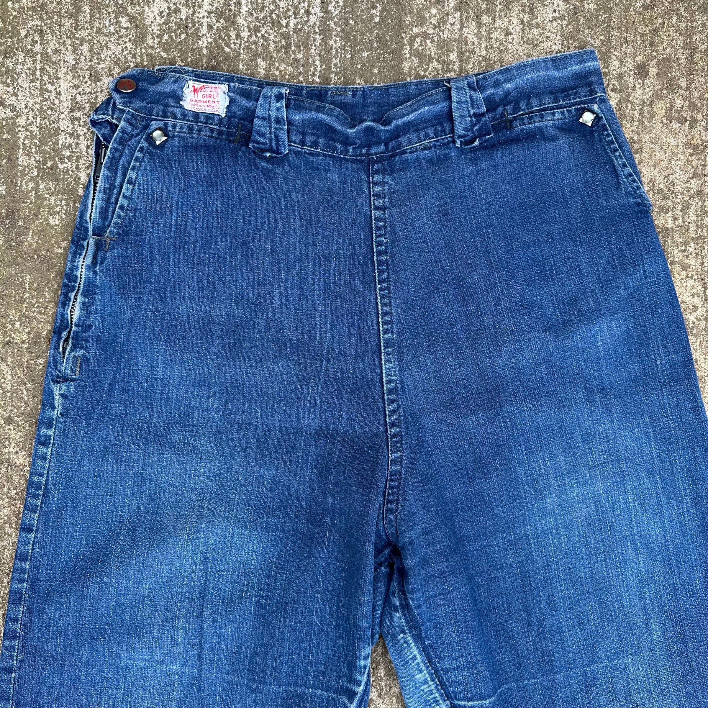 1950’s/60’s Western Girl Denim Side Zip Jeans 32” Waist