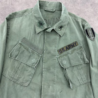 1960’s US Army First Signal Brigade Patched Poplin Jungle Jacket Small Short