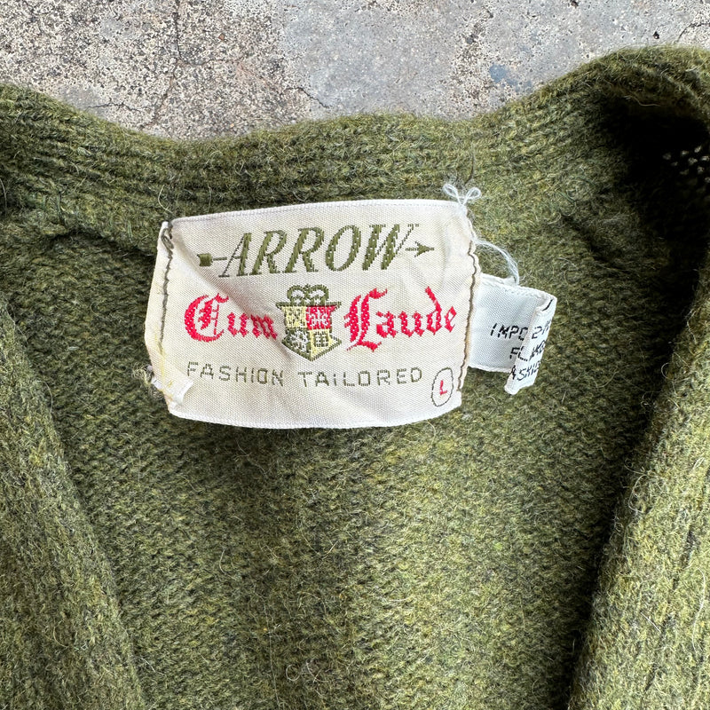 1960’s/70’s Arrow Forest Green Lambswool Cardigan Sweater Medium