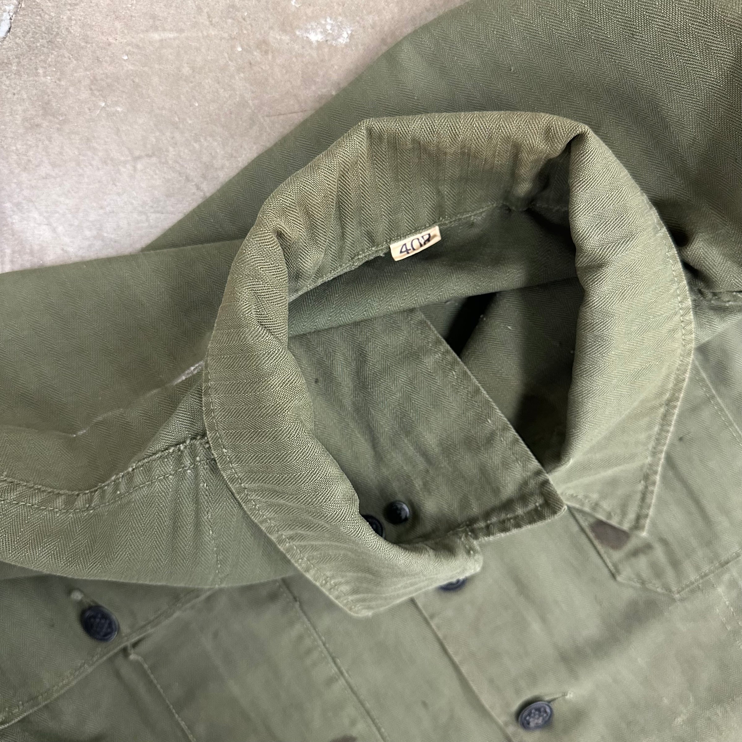 1940’s Thrashed WWII US Army HBT Shirt Size 40R