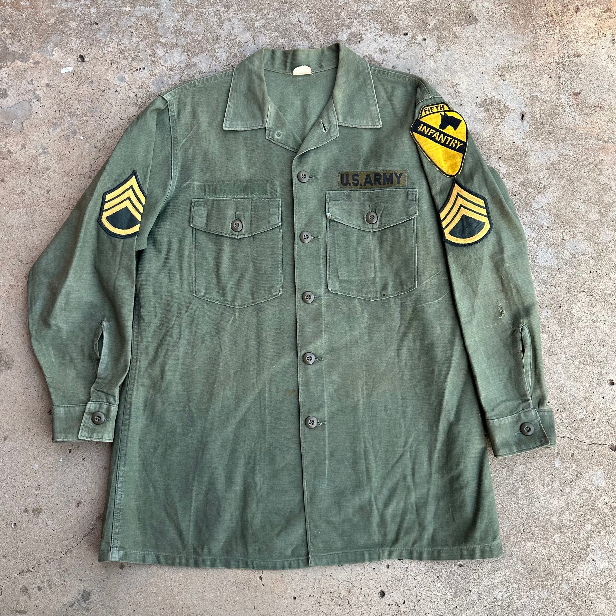1960’s US Army Fifth Infantry Patched Fatigue Shirt Large